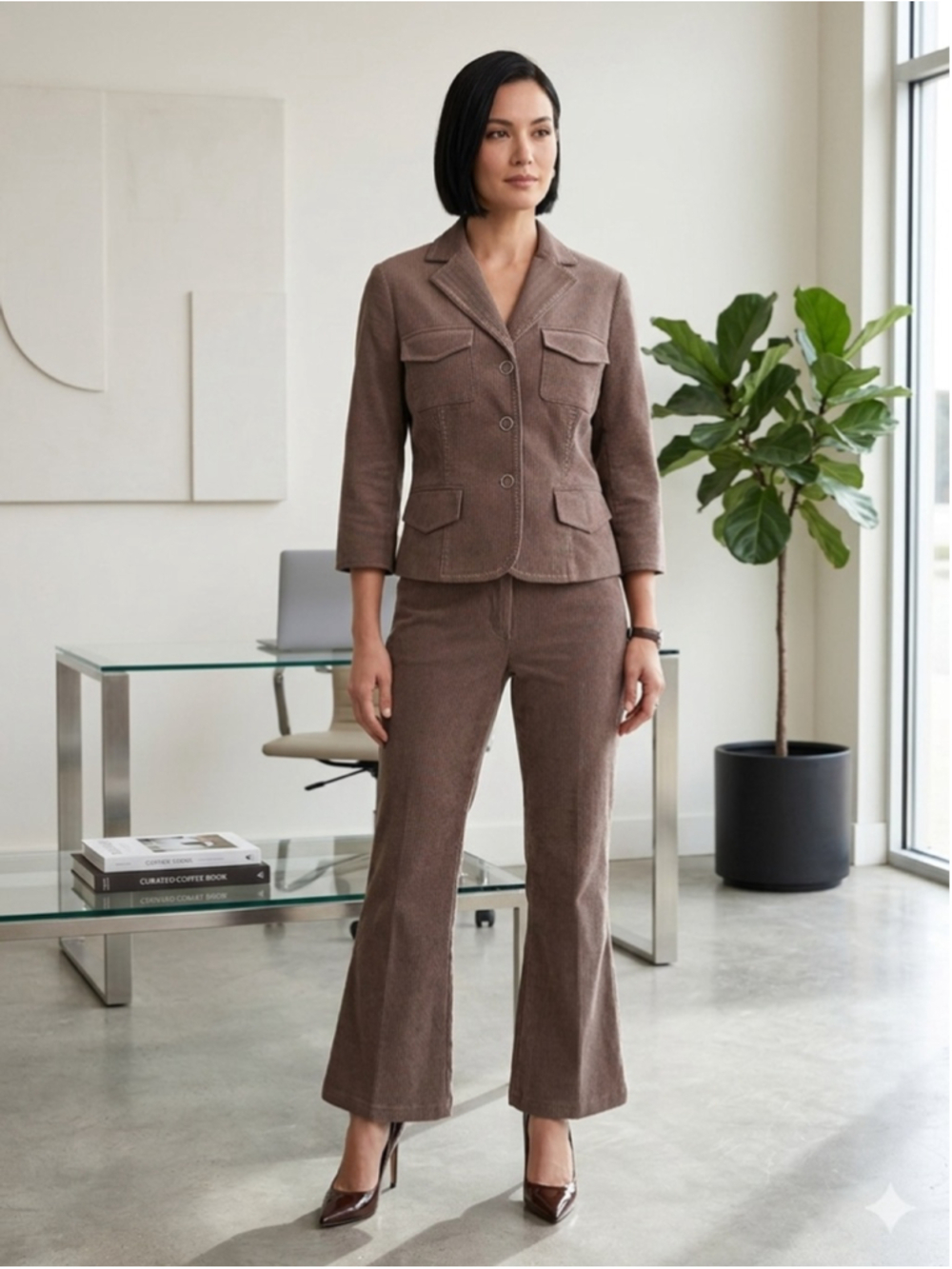 Julie Mitchell Urban Collection Corduroy Pant Suit - 2 Piece Set Size 12